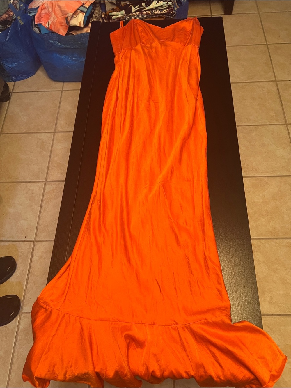 SALONI Vibrant Orange Strapless Maxi Dress